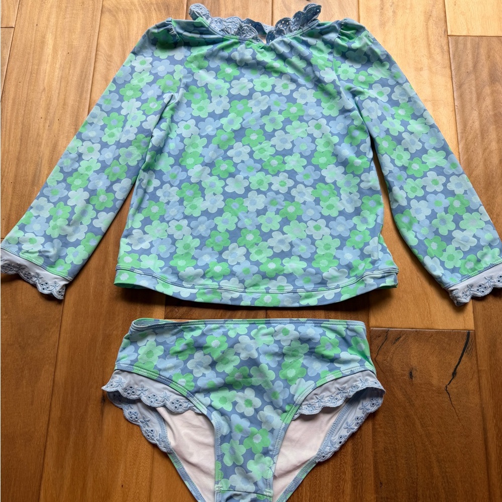 TBBC girls Floral Long-Sleeve Rash Guard Swim
